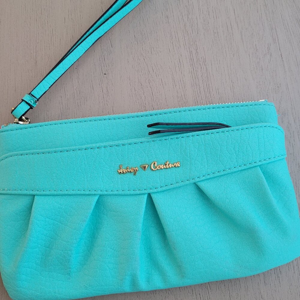Juice Couture teal and hot pink wristlet